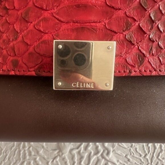 Celine Python Trapeze in Red, Burgundy, Brown, Like New - Picture 10 of 11